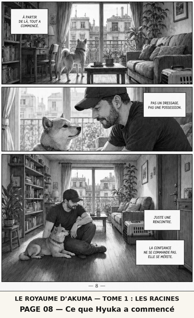 Le Royaume d’Akuma, tome 1 Les Racines — planche 08 : Une rencontre, pas un dressage