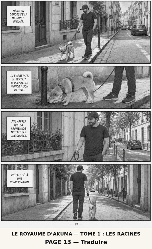 Le Royaume d’Akuma, tome 1 Les Racines — planche 13 : La promenade, une conversation