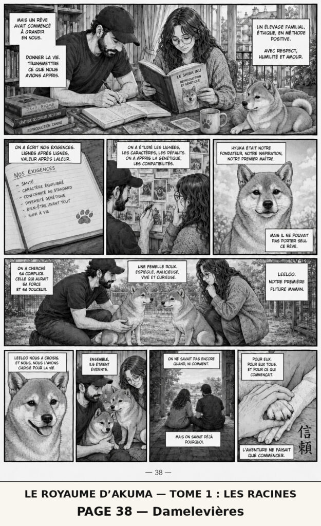 Le Royaume d’Akuma, tome 1 Les Racines — planche 38 : Écrire notre élevage