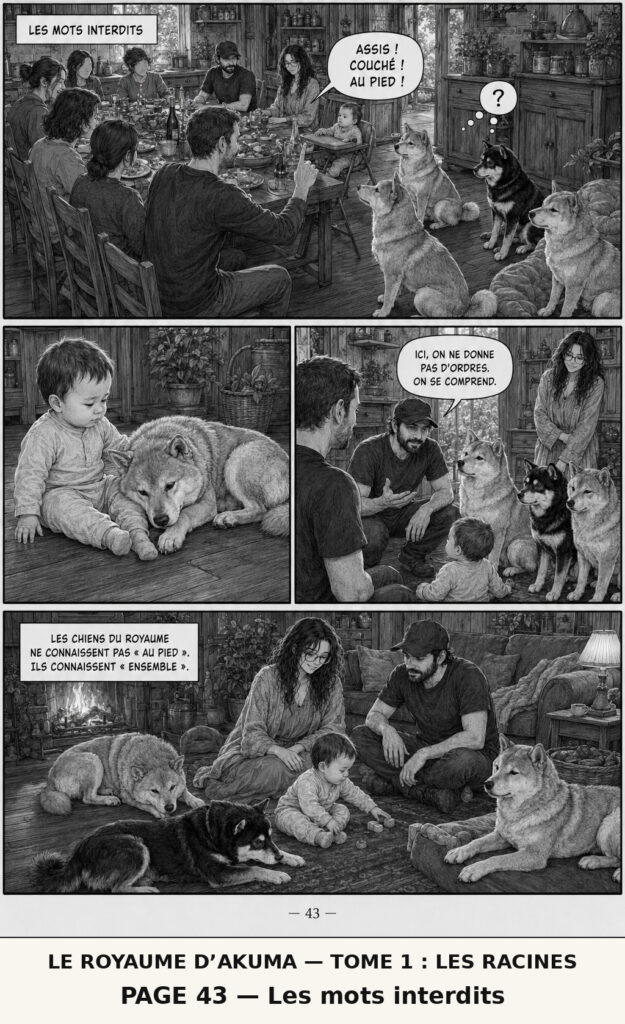 Planche de manga : les Shiba Inu de la maison sereine, éducation sans ordres