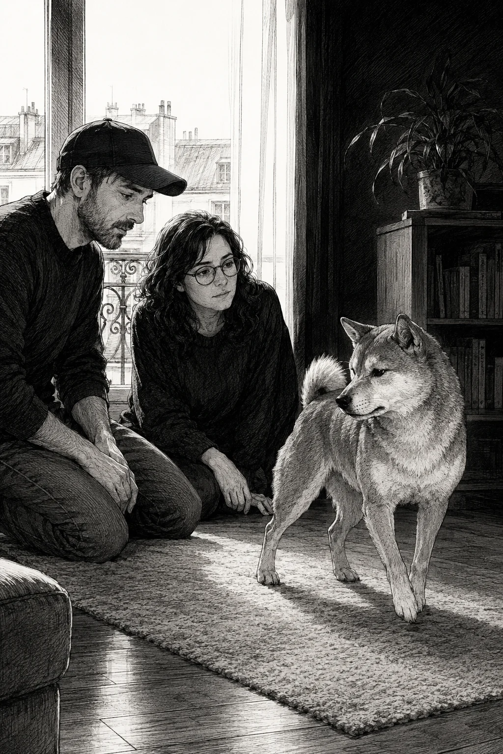 Hyuka apprend à Adèle et Adrien à observer ses signaux, illustration manga originale